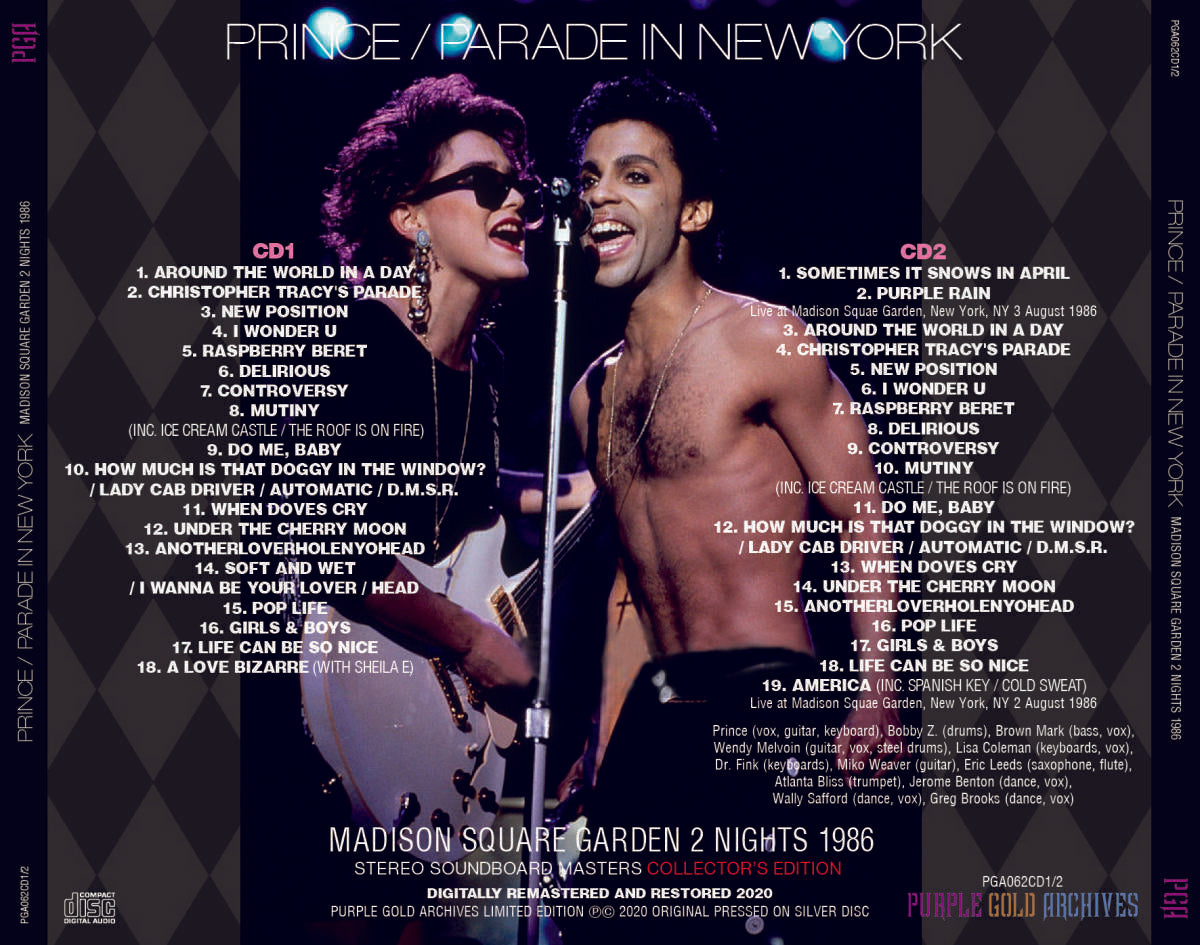 Prince / Parade In New York Madison Square Garden 2 Nights 1986 (2CD) Soundboard