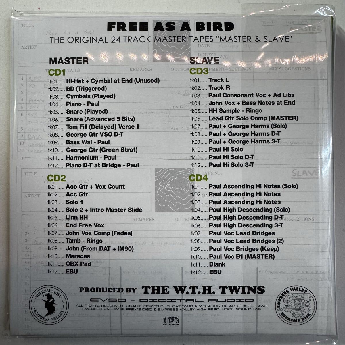 THE BEATLES / FREE AS A BIRD + REAL LOVE - 24 track master tapes MASTER & SLAVE (8CD BOX)