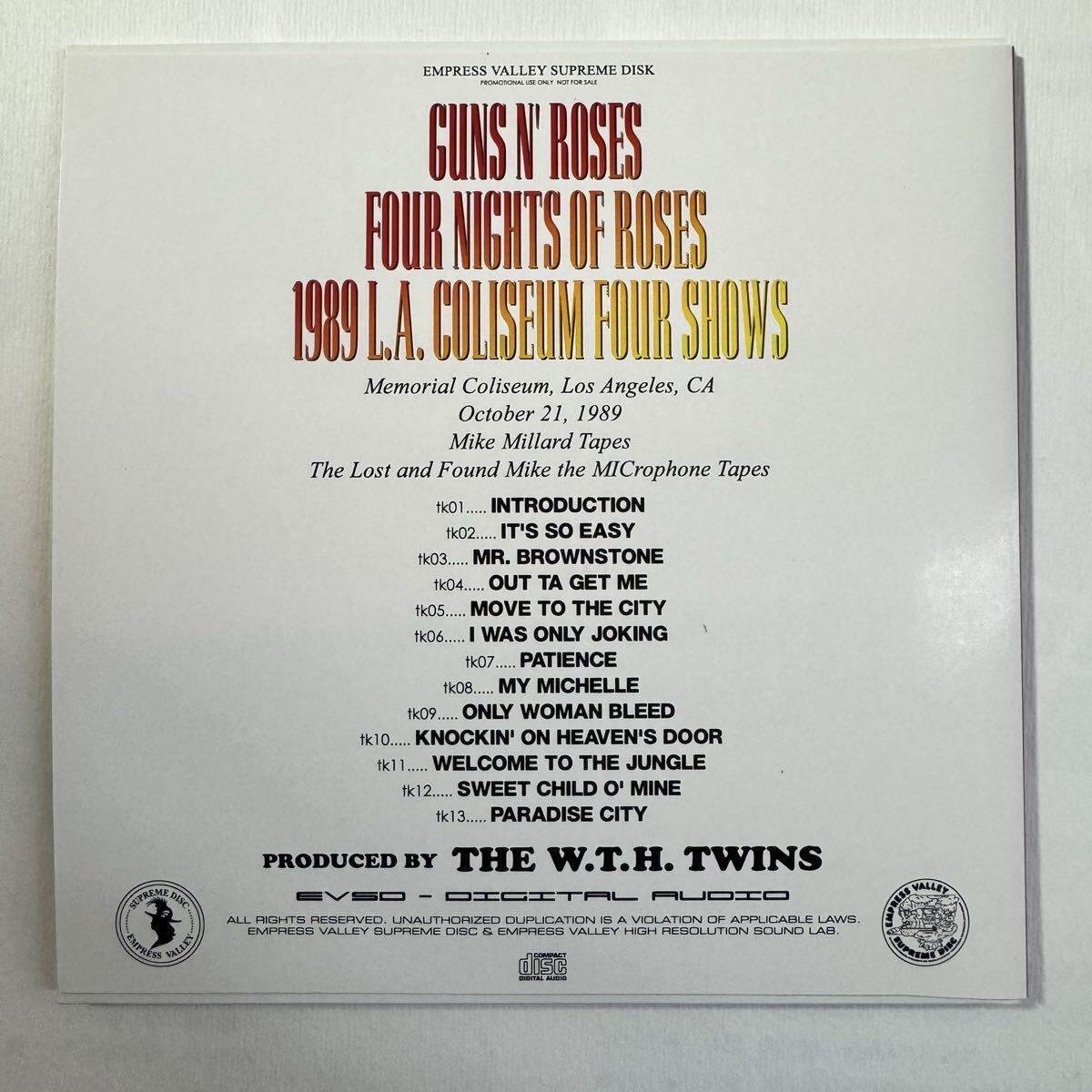 GUNS N’ ROSES / FOUR NIGHTS OF ROSES 1989 LA coliseum 4 shows (6CD BOX)