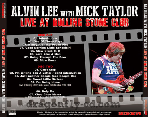 ALVIN LEE WITH MICK TAYLOR / LIVE AT ROLLING STONE CLUB (2CDR) Ten Years After