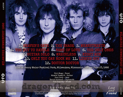 UFO / MILWAUKEE SUMMERFEST 1986 SOUNDBOARD (1CDR)