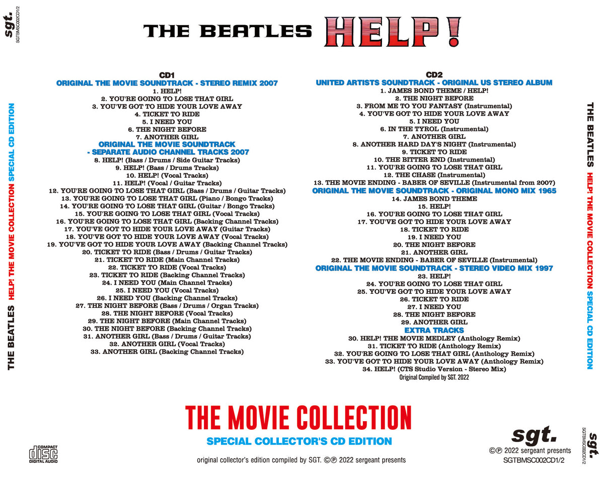 THE BEATLES / HELP! THE MOVIE SPECIAL COLLECTION THE ORIGINAL MOVIE UNCROPPED VERSION AND VARIOUS SOUNDTRACK (2CD)