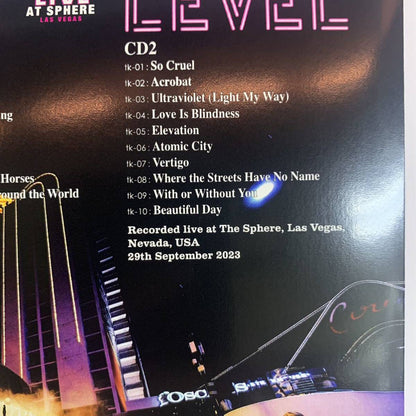 U2 / NEXT LEVEL 2CD Empress Valley Live At The Sphere Las Vegas Nevada USA 29th September 2023