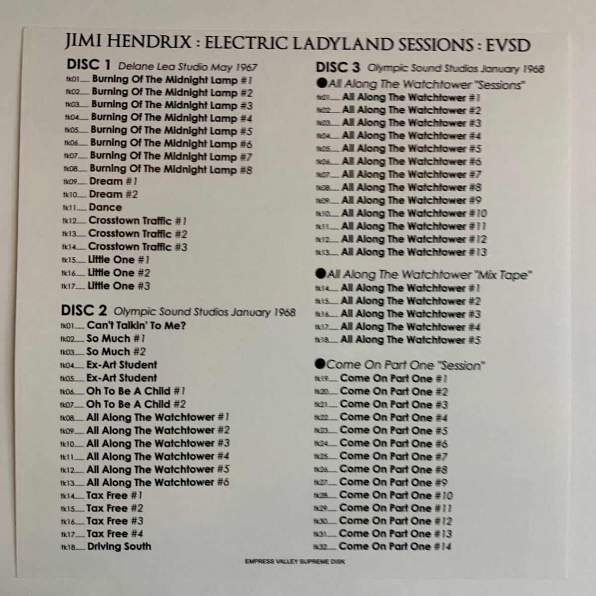 JIMI HENDRIX / PANDORA’S BOX + EZY RYDER & ELECTRIC LADYLAND SESSIONS STUDIO SESSION 2 Set (10CD BOX)