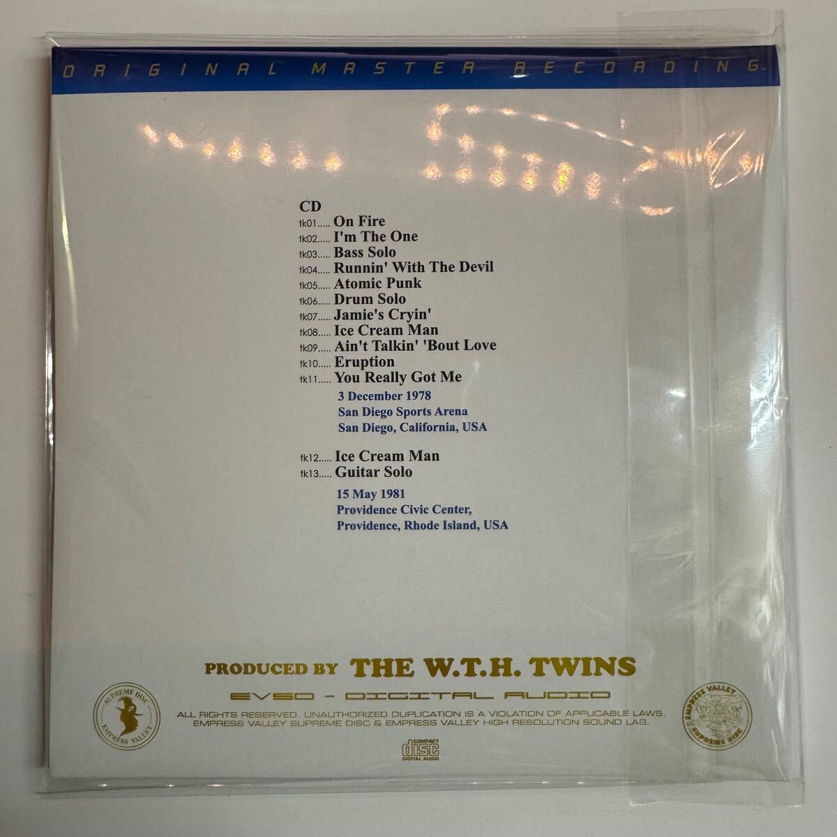 VAN HALEN / SAN DIEGO NIGHT 1978 World Tour (1CD)