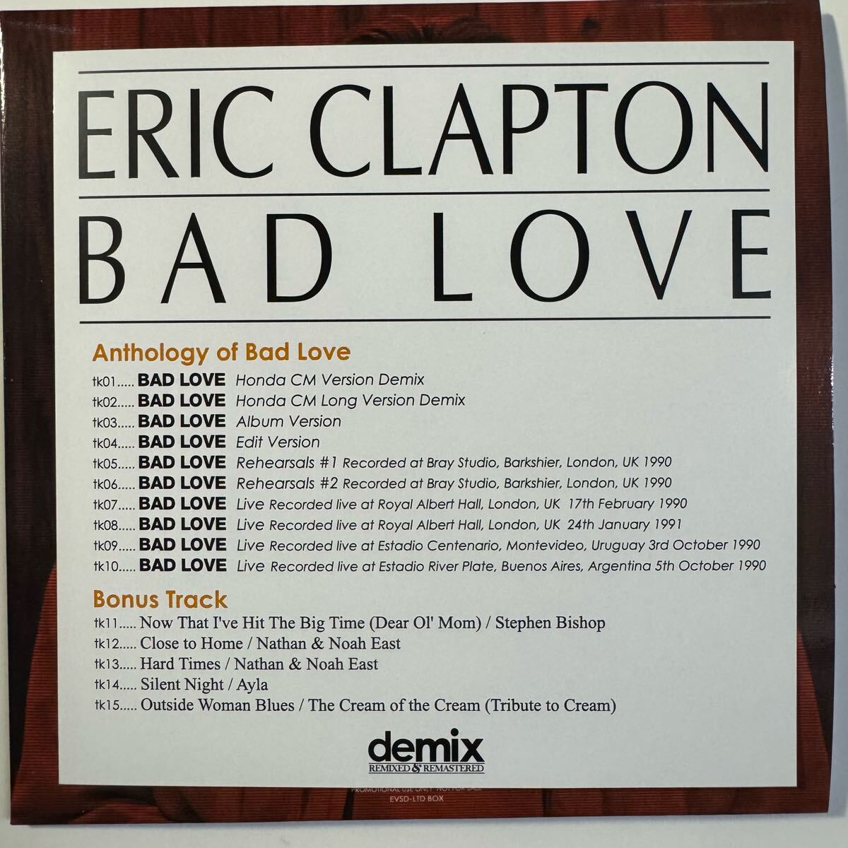 ERIC CLAPTON / Anthology of BAD LOVE demix (CD)