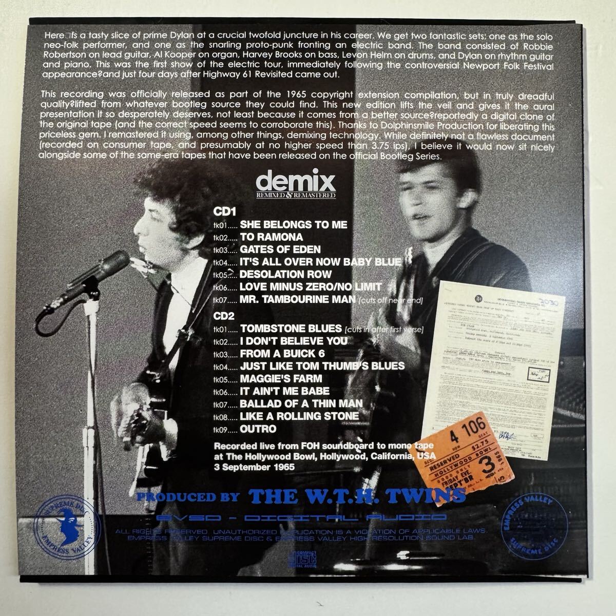 BOB DYLAN / LIVE AT THE BOWL ‘65 (2CD) Hollywood Bowl Demix