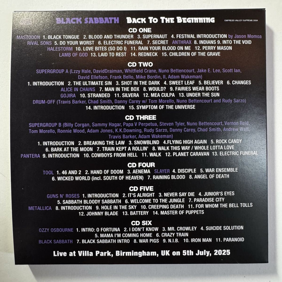 BLACK SABBATH AND FREINDS / BACK TO THE BEGINNING (6CD) Empress Valley New