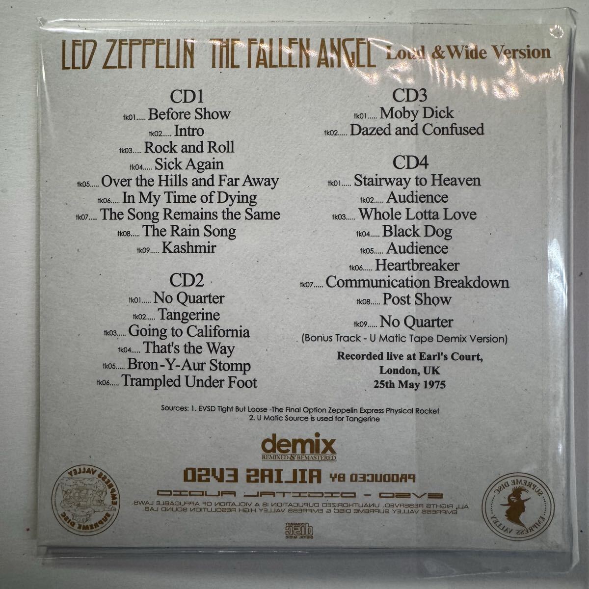LED ZEPPELIN / THE FALLEN ANGEL (8CD BOX SET) 1975.5.25 Earl’s Court SOUNDBOARD Dimix