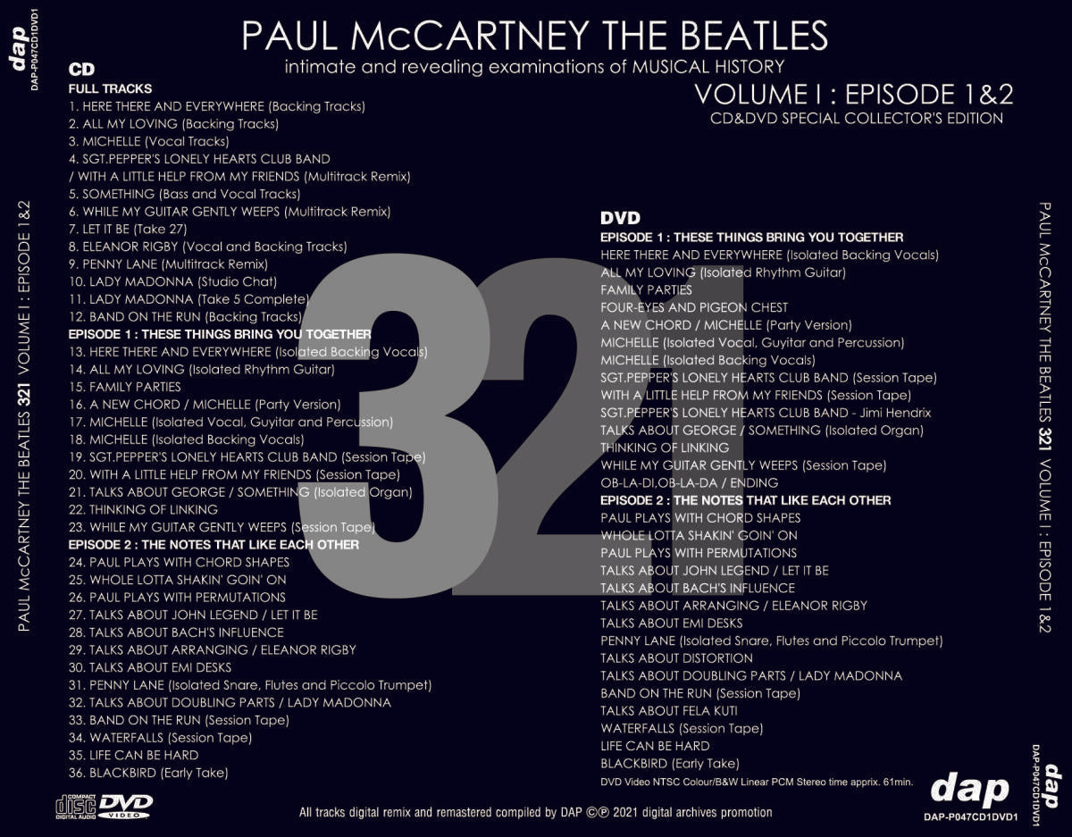 PAUL McCARTNEY - THE BEATLES / 321 VOL.I - EPISODE1&2 (1CD&1DVD)